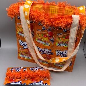 Kool-Aid Jammers Orange Flavor Recycled Tote Bag & Wallet Sip and See Riddles